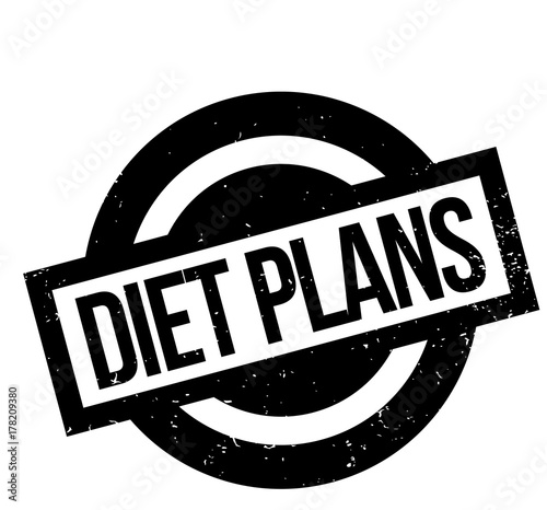 Diet Plans rubber stamp. Grunge design with dust scratches. Effects can be easily removed for a clean, crisp look. Color is easily changed.
