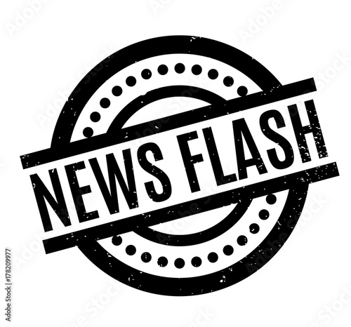 News Flash rubber stamp. Grunge design with dust scratches. Effects can be easily removed for a clean, crisp look. Color is easily changed.