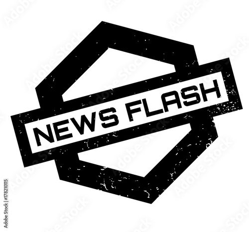 News Flash rubber stamp. Grunge design with dust scratches. Effects can be easily removed for a clean, crisp look. Color is easily changed.