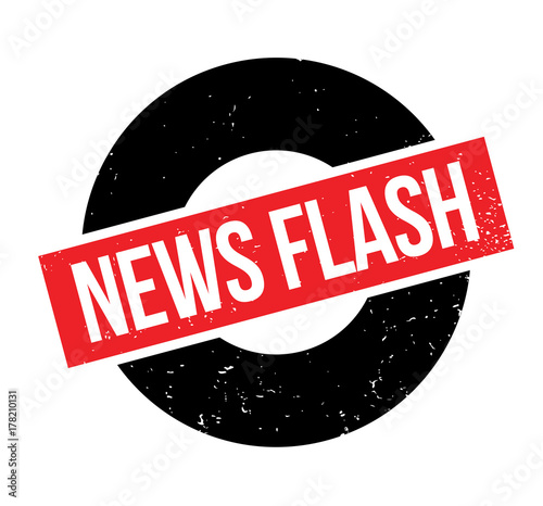 News Flash rubber stamp. Grunge design with dust scratches. Effects can be easily removed for a clean, crisp look. Color is easily changed.