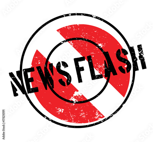 News Flash rubber stamp. Grunge design with dust scratches. Effects can be easily removed for a clean, crisp look. Color is easily changed.