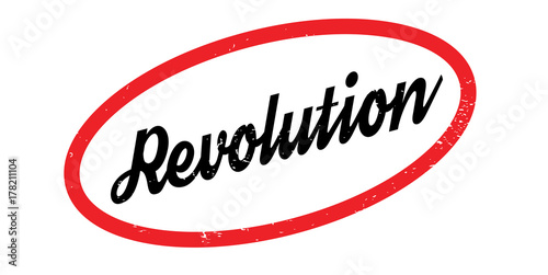 Revolution rubber stamp. Grunge design with dust scratches. Effects can be easily removed for a clean, crisp look. Color is easily changed.