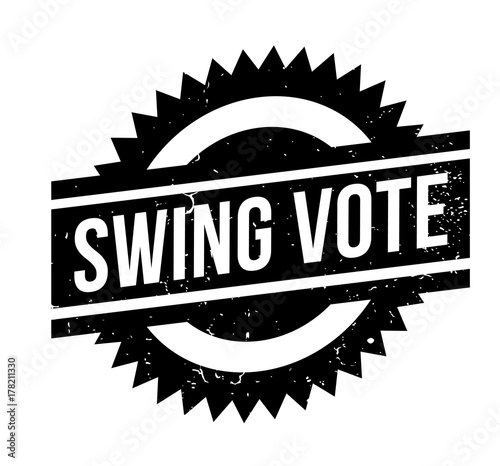 Swing Vote rubber stamp. Grunge design with dust scratches. Effects can be easily removed for a clean, crisp look. Color is easily changed.