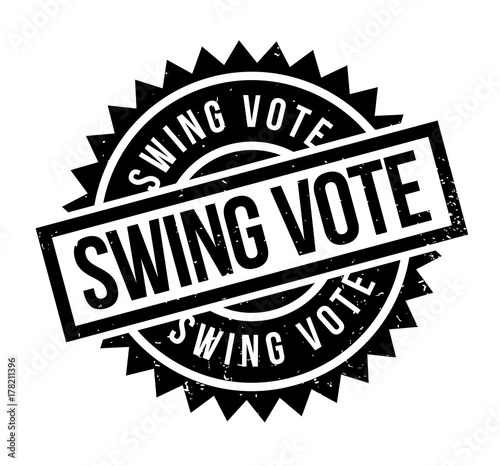 Swing Vote rubber stamp. Grunge design with dust scratches. Effects can be easily removed for a clean, crisp look. Color is easily changed.