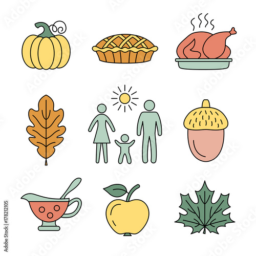 Thanksgiving day icons.