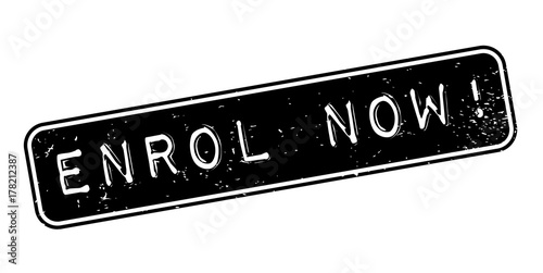 Enrol Now rubber stamp. Grunge design with dust scratches. Effects can be easily removed for a clean, crisp look. Color is easily changed.