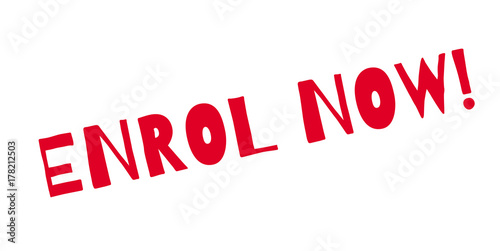 Enrol Now rubber stamp. Grunge design with dust scratches. Effects can be easily removed for a clean, crisp look. Color is easily changed.