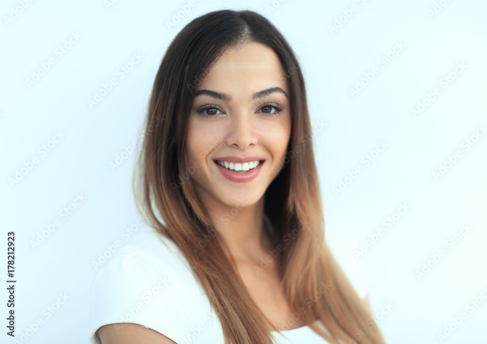 Portrait of a beautiful brunette on white background Portrait of a beautiful brunette on white background