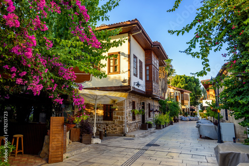 Pedestrian street in Antalya Old Town, Turkey photo