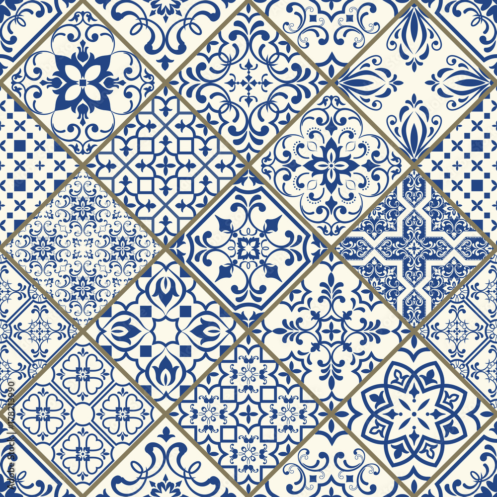 Set of tiles background For wallpaper. Backgrounds, decoration for your design, ceramic, Web. Vector tile pattern, Lisbon floral mosaic, Mediterranean seamless blue ornament Set of tiles background For wallpaper. Backgrounds, decoration for your design, ceramic, Web. Vector tile pattern, Lisbon floral mosaic, Mediterranean seamless blue ornament