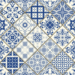 Keuken achterwand Portugese tegeltjes patronen Sierlijke Portugese azulejos handgetekend  © psk55