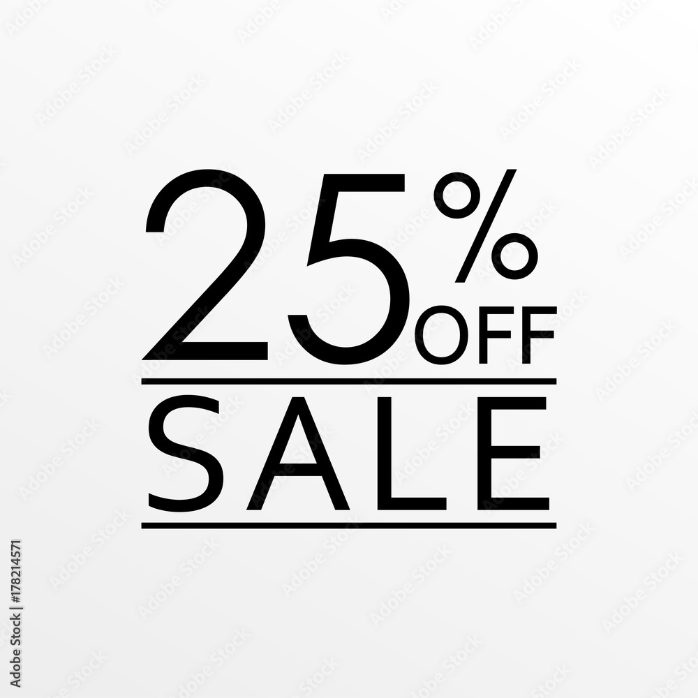 25% off. Sale and discount price banner. Sales tag design template. Vector illustration. 25% off. Sale and discount price banner. Sales tag design template. Vector illustration.