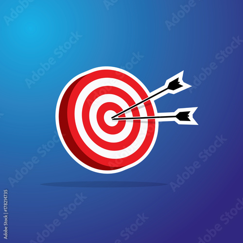 isometric flat target and arrow. vector illustration.