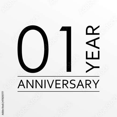 1 years anniversary emblem. Anniversary icon or label. 1 years celebration and congratulation design element. Vector illustration.