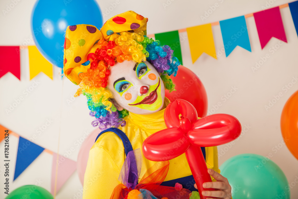 clown girl on Holiday. Birthday