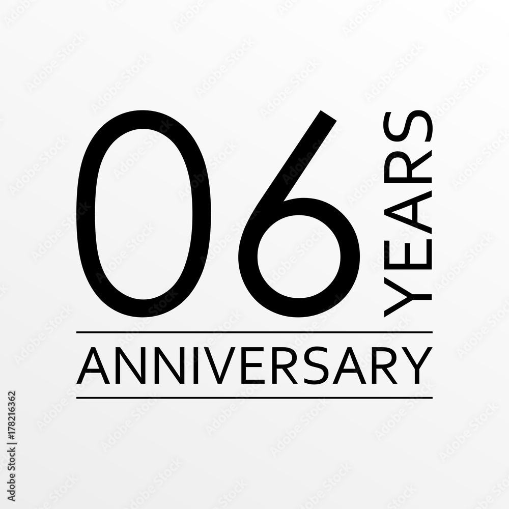 6 years anniversary emblem. Anniversary icon or label. 6 years celebration and congratulation design element. Vector illustration.