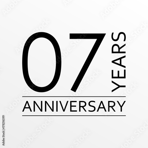 7 years anniversary emblem. Anniversary icon or label. 7 years celebration and congratulation design element. Vector illustration.