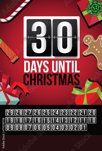 
Countdown to Christmas flip numbers template with numbers 01 through 30. EPS 10 vector.