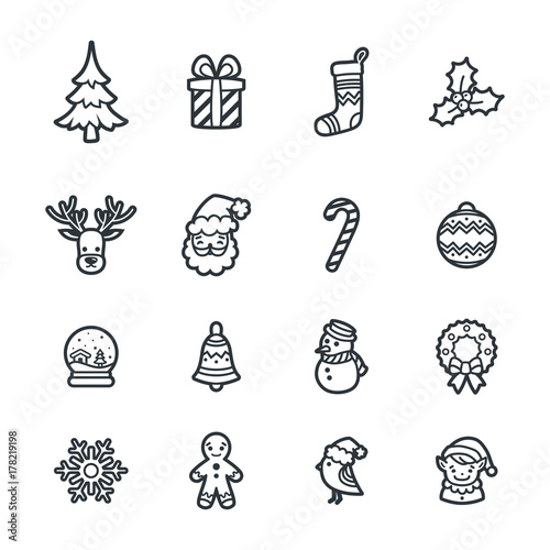Simple Christmas icon set