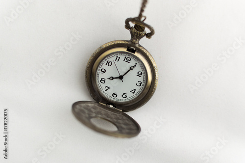 pocket watch on white background old