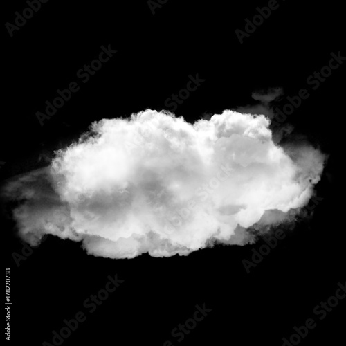 White cloud isolated over black background 3D illustration