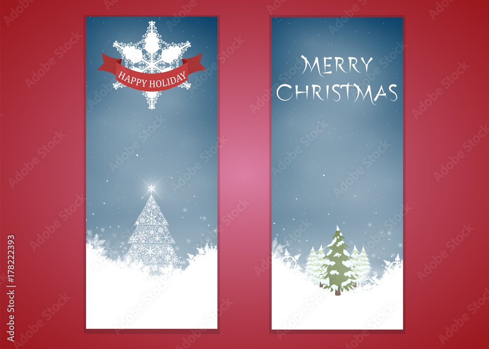 Merry Christmas, banner design vertical background set, vector ...
