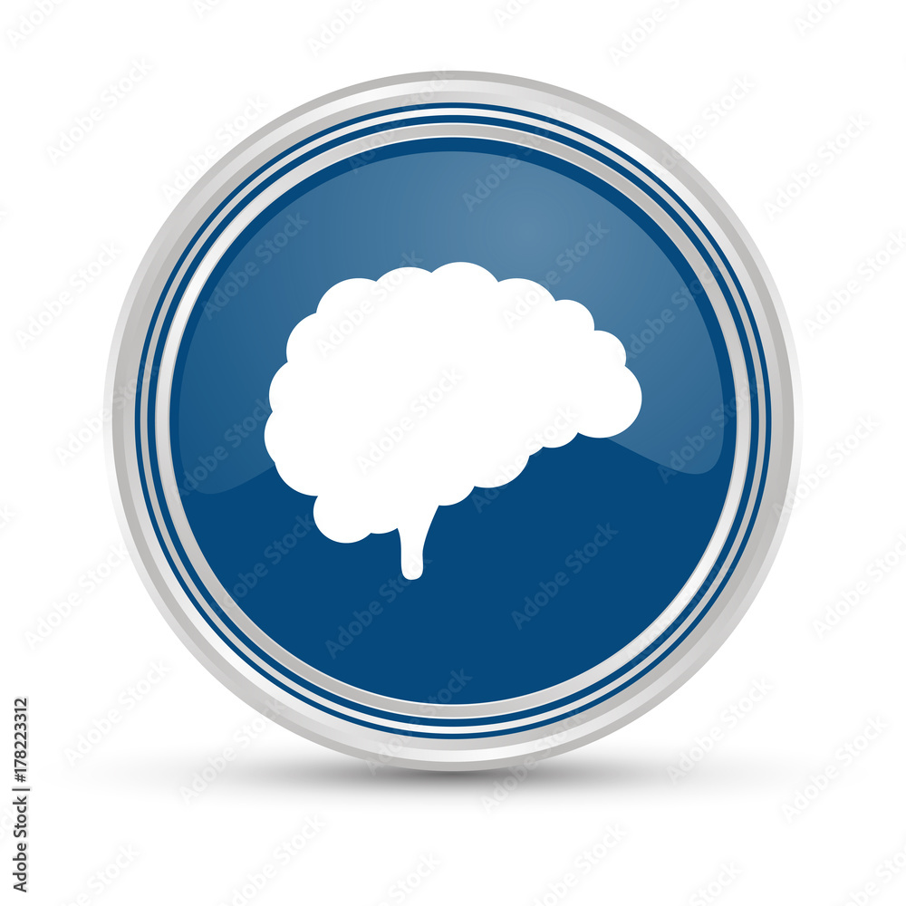 Blauer Button - Gehirn Blauer Button - Gehirn