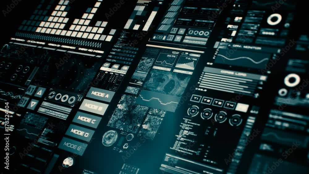 Perspective view of lowpower futuristic interface/Digital screen ...