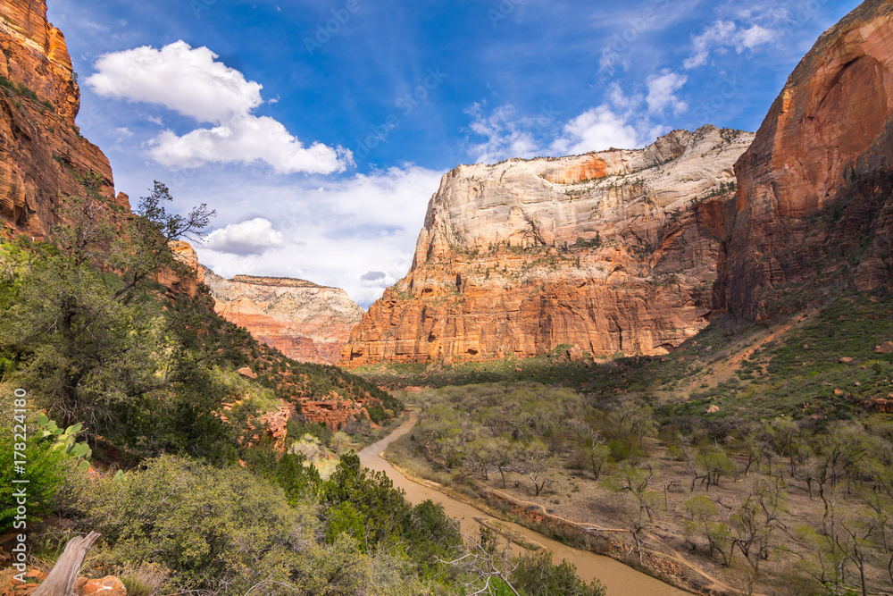 Colors and adventure at Zion National Park,  Emerald Pools Trails, The Grotto, Angels Landing, Utah, USA