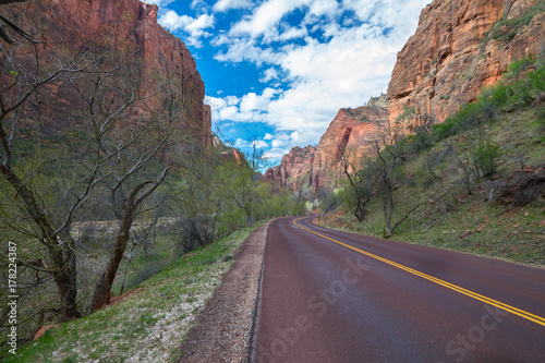 Colors and adventure at Zion National Park, Temple of Sinawava, Utah, USA photo