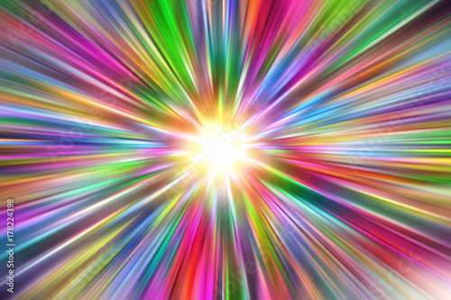 colorful rainbow vibrant of colors in fast zoom motion blur speed to center abstract background
