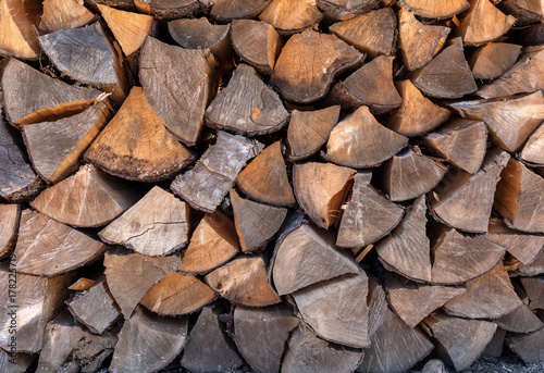 Closeup of firewoods stack texture.