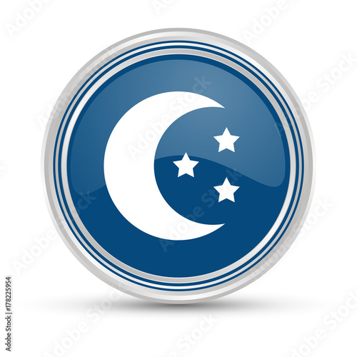 Blauer Button - Mond und Sterne