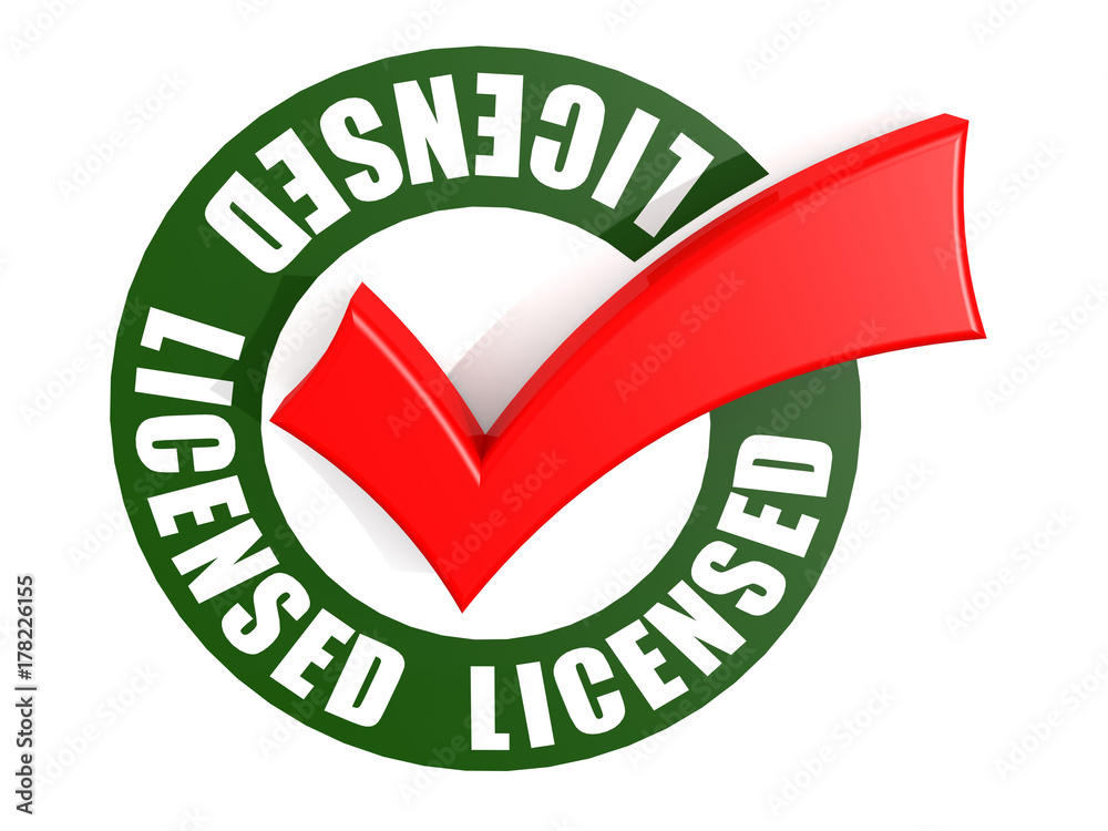 Licensed and red check mark Licensed and red check mark