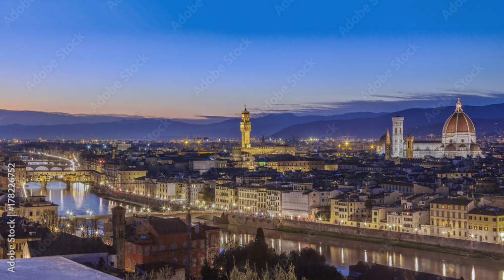 View of Florence with Ponte Vecchio, Italy View of Florence with Ponte Vecchio, Italy