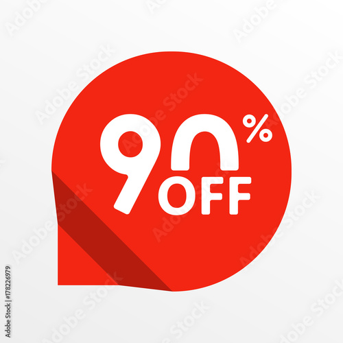 Sale tag icon. 90 percent off. Price off and discount tag design element. Vector illustration.
