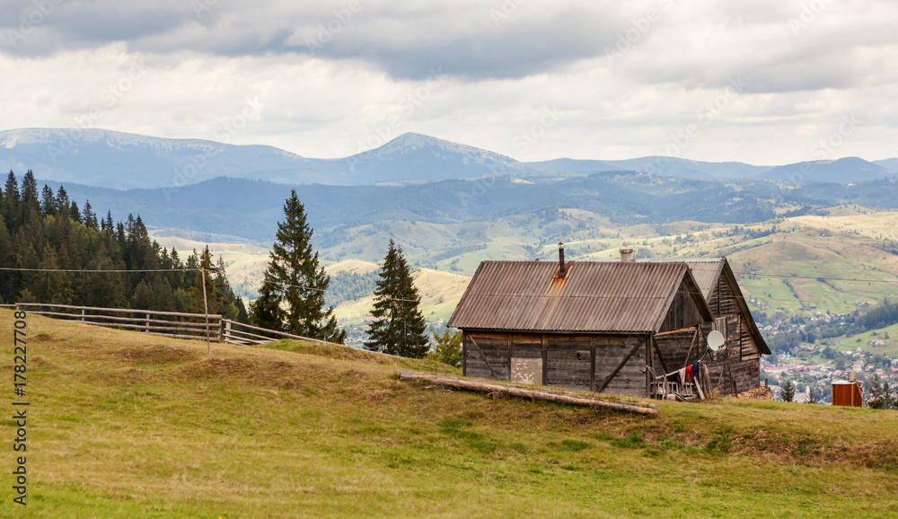 House near Yasinya village. Carpathian mountains. House near Yasinya village. Carpathian mountains.