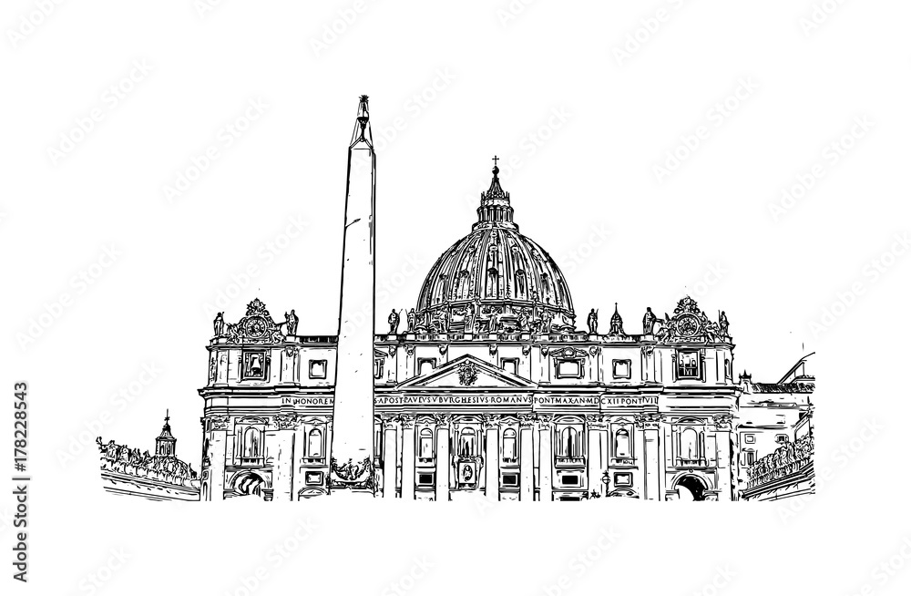Original Drawing of Vatican City - Contemporary Art