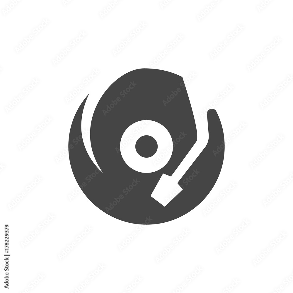 Vinyl record turntable icon. Vector logo on white background Vinyl record turntable icon. Vector logo on white background