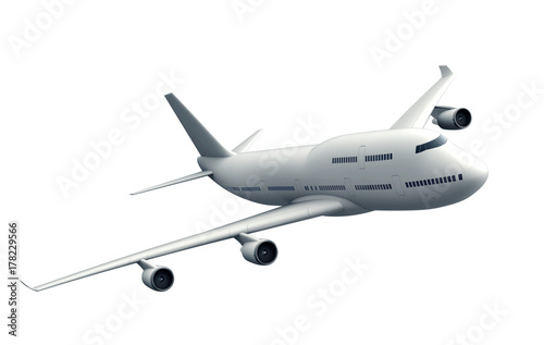 flying plane isolated on white background