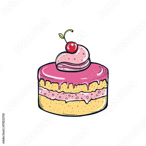 cake with berries vector illustration. illustration of sweet dessert