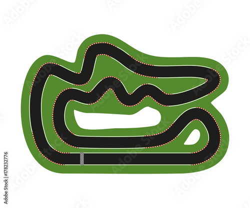 Flat race track. Top view of track with marks for sport car. Vector illustration. photo