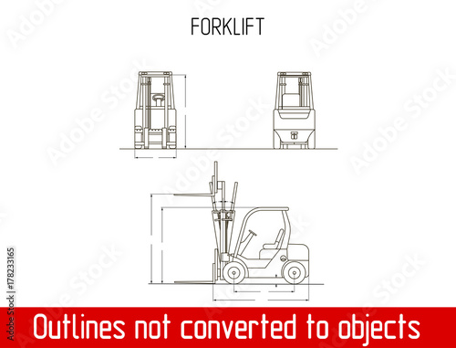 typical Forklift overall dimensions outline blueprint template