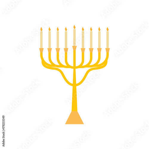 Menorah for Hanukkah, flat religion candles icon. Vector menorah illustration.