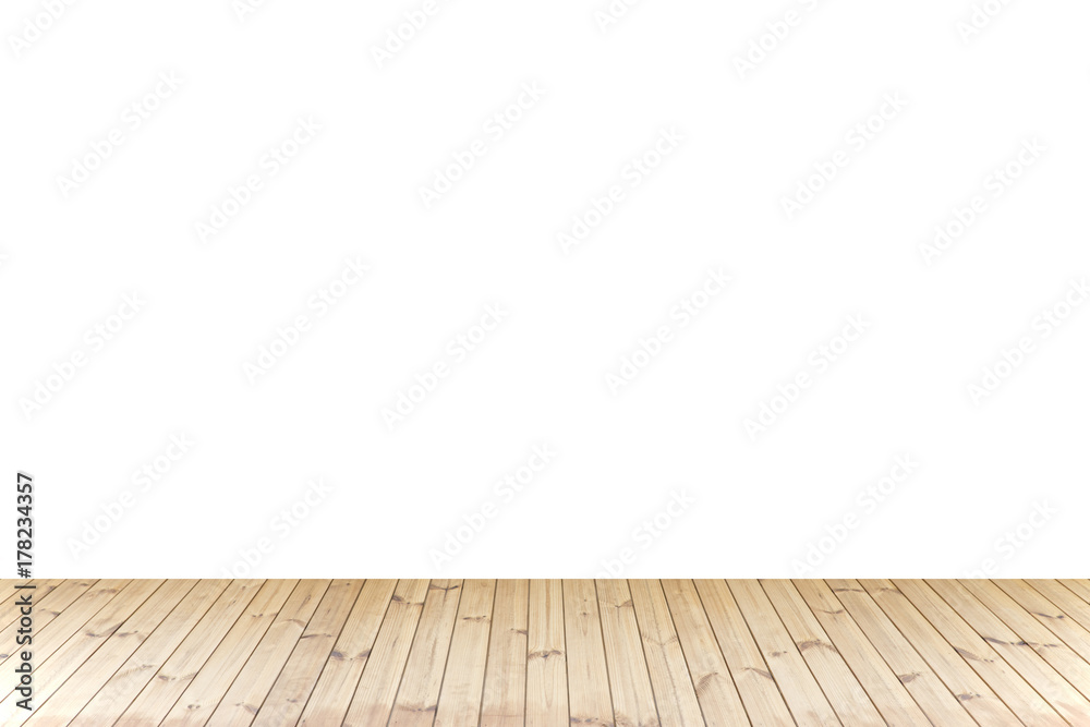 Isolated Wood floor,wood texture in light brown color on white background for copy space