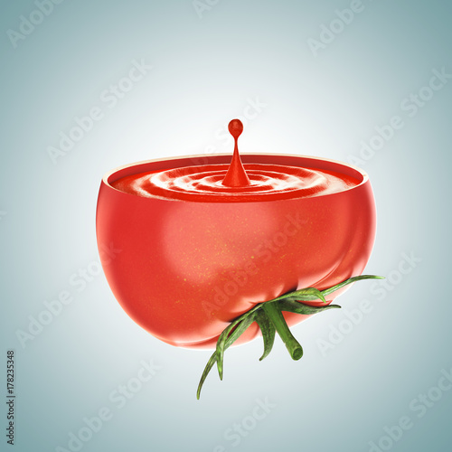 Tomato Ketchup on Red Tomato isolated photo