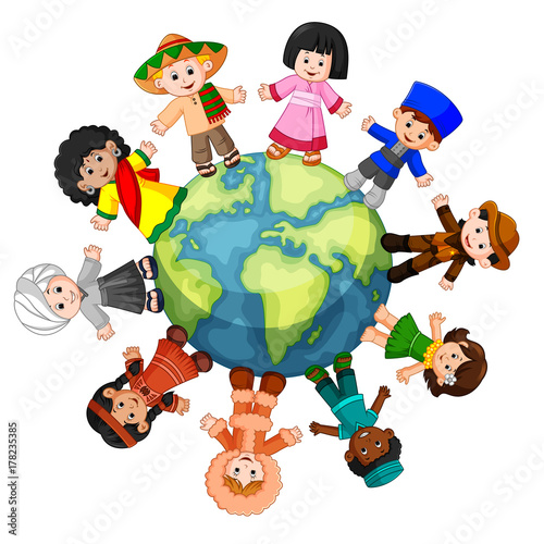 Different culture standing together holding hands