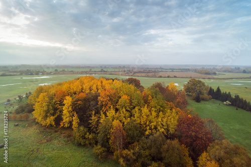 Fototapeta Naklejka Na Ścianę i Meble -  Foggy autumn morning landscape.
