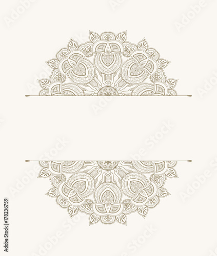 Floral oriental pattern. Beautiful Mandala. Vintage decorative element. Ethnic round ornament. Template of greeting card