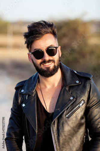 Handsome guy with leather jacket